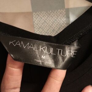 KAMALIKULTURE Black Dress w Black Sheer Floral Laced Sleeves & Hem Size Medium